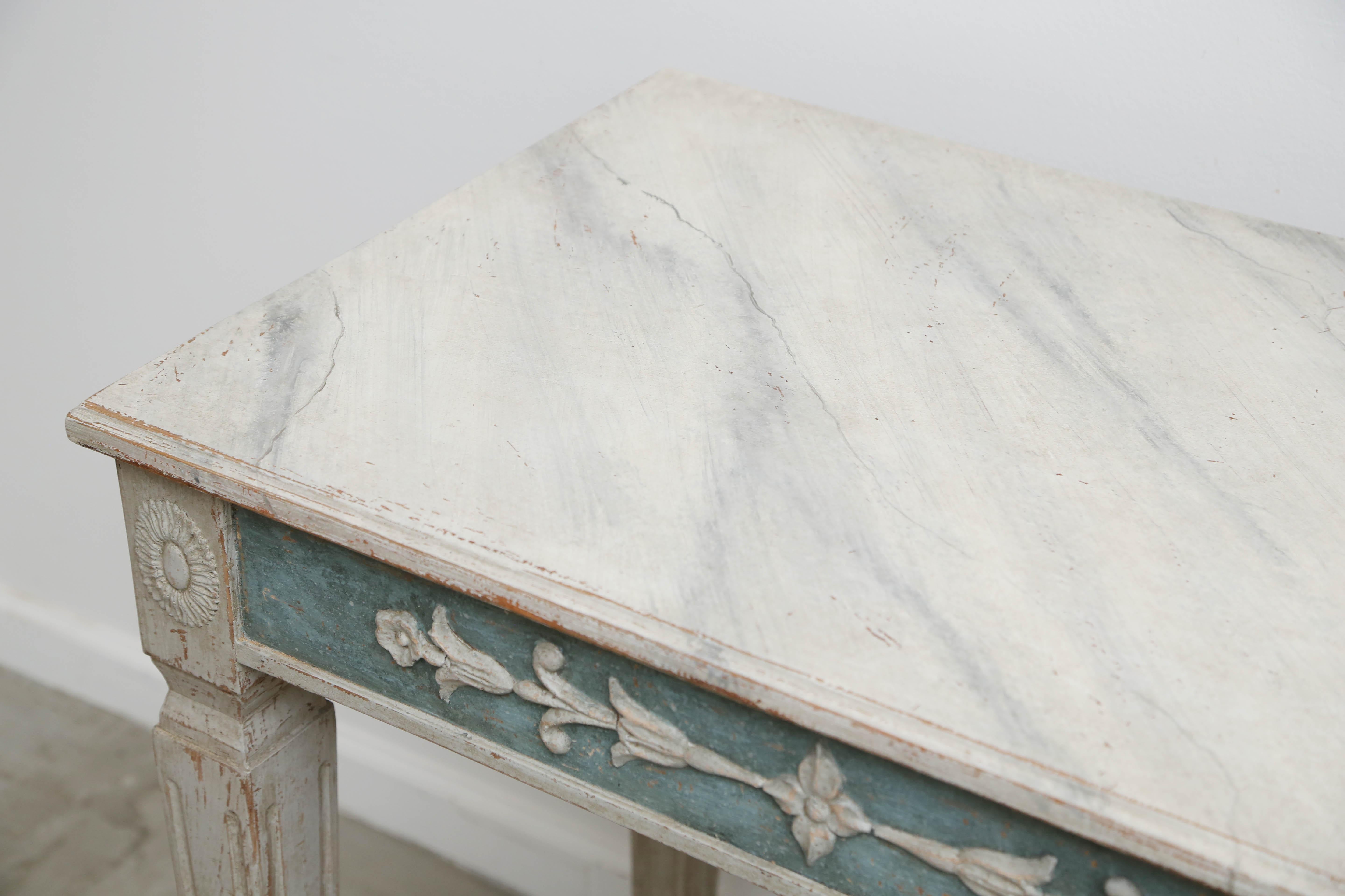 Antique Swedish Gustavian Style Painted Console Table, Late 19th Century 4