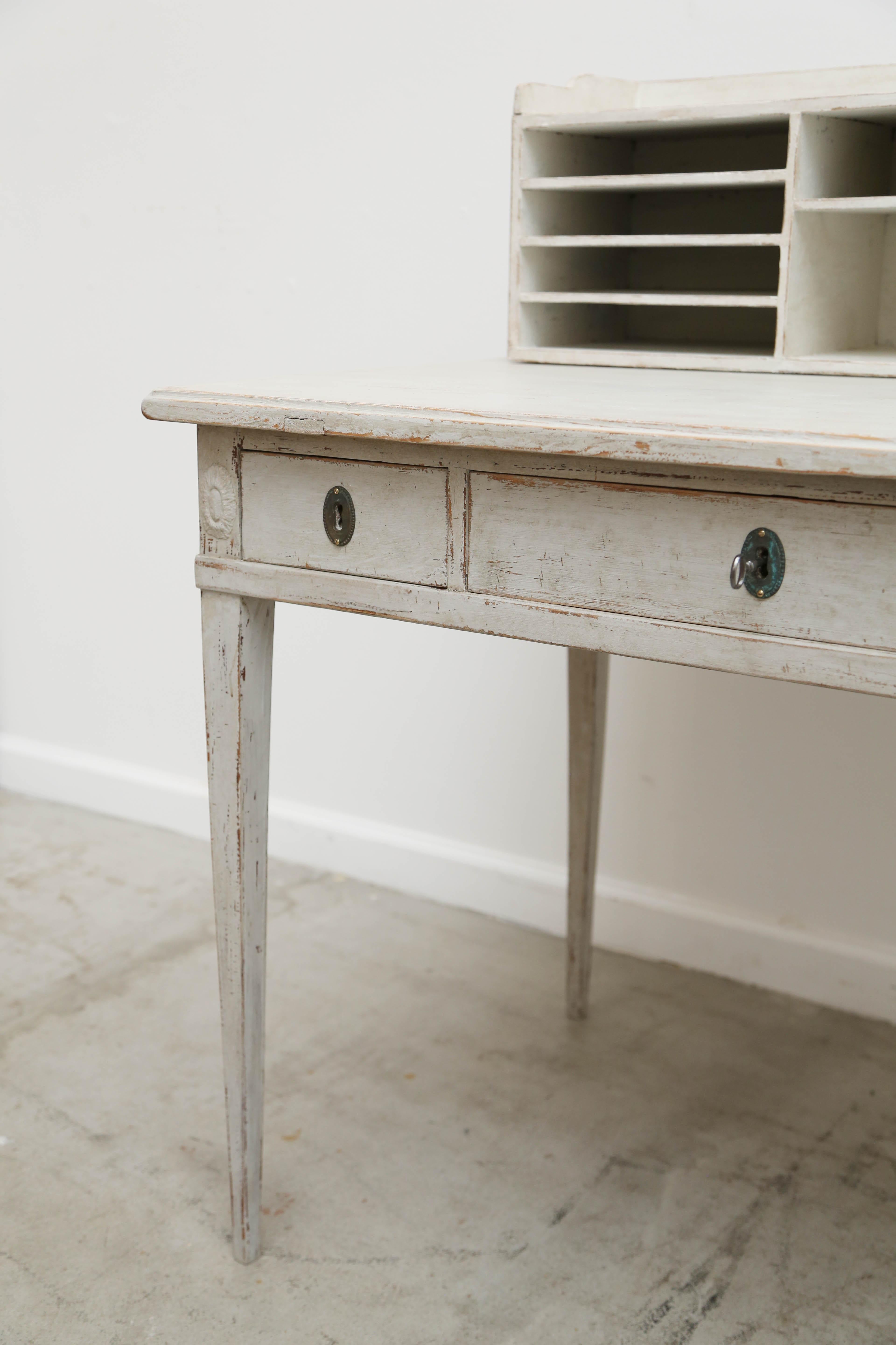 Antique Swedish Gustavian Style Painted Desk, Mid-19th Century In Good Condition In West Palm Beach, FL