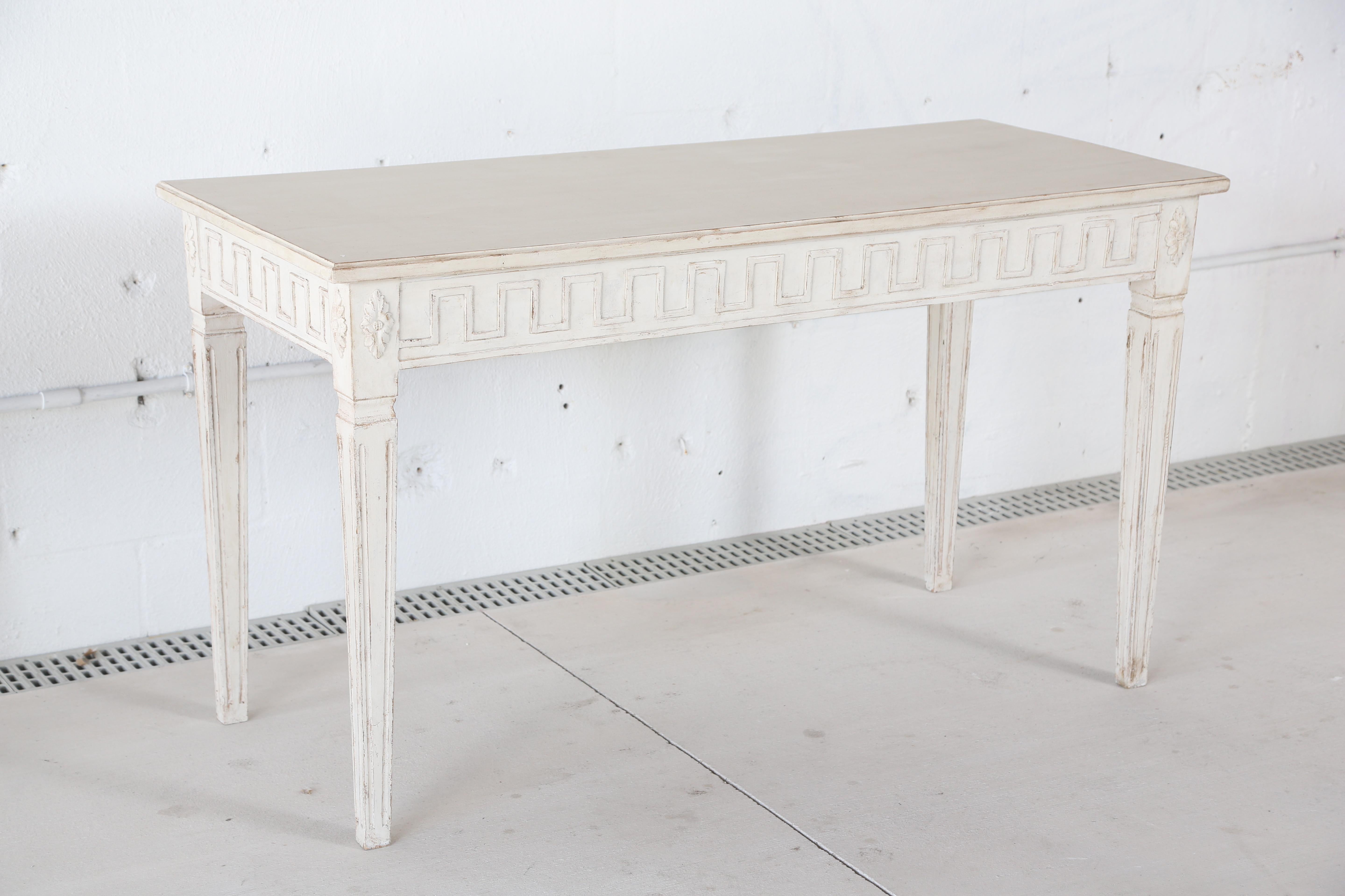 Antique Swedish Gustavian Style Painted Large Console Table, Late 19th Century In Good Condition In West Palm Beach, FL