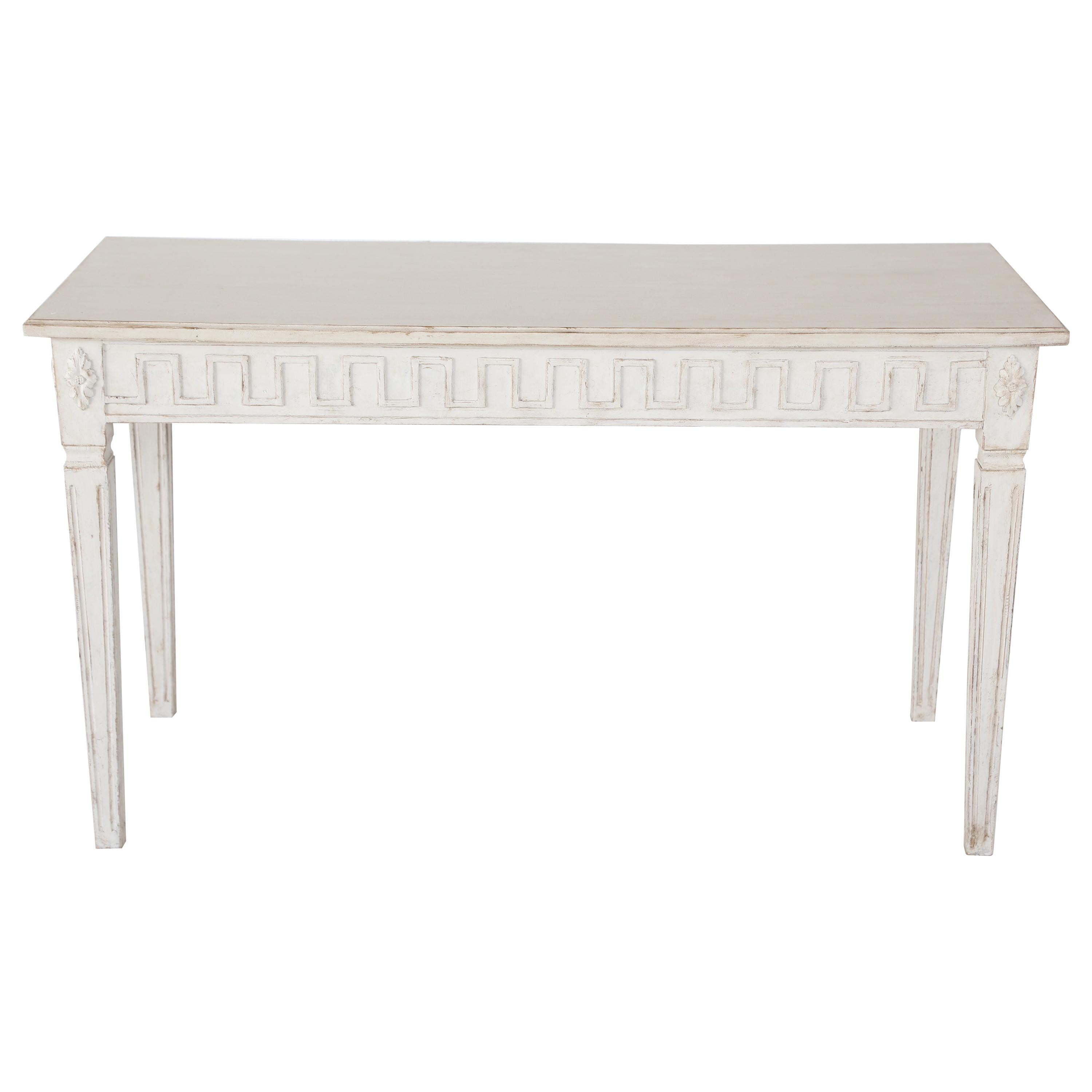Antique Swedish Gustavian Style Painted Large Console Table, Late 19th Century