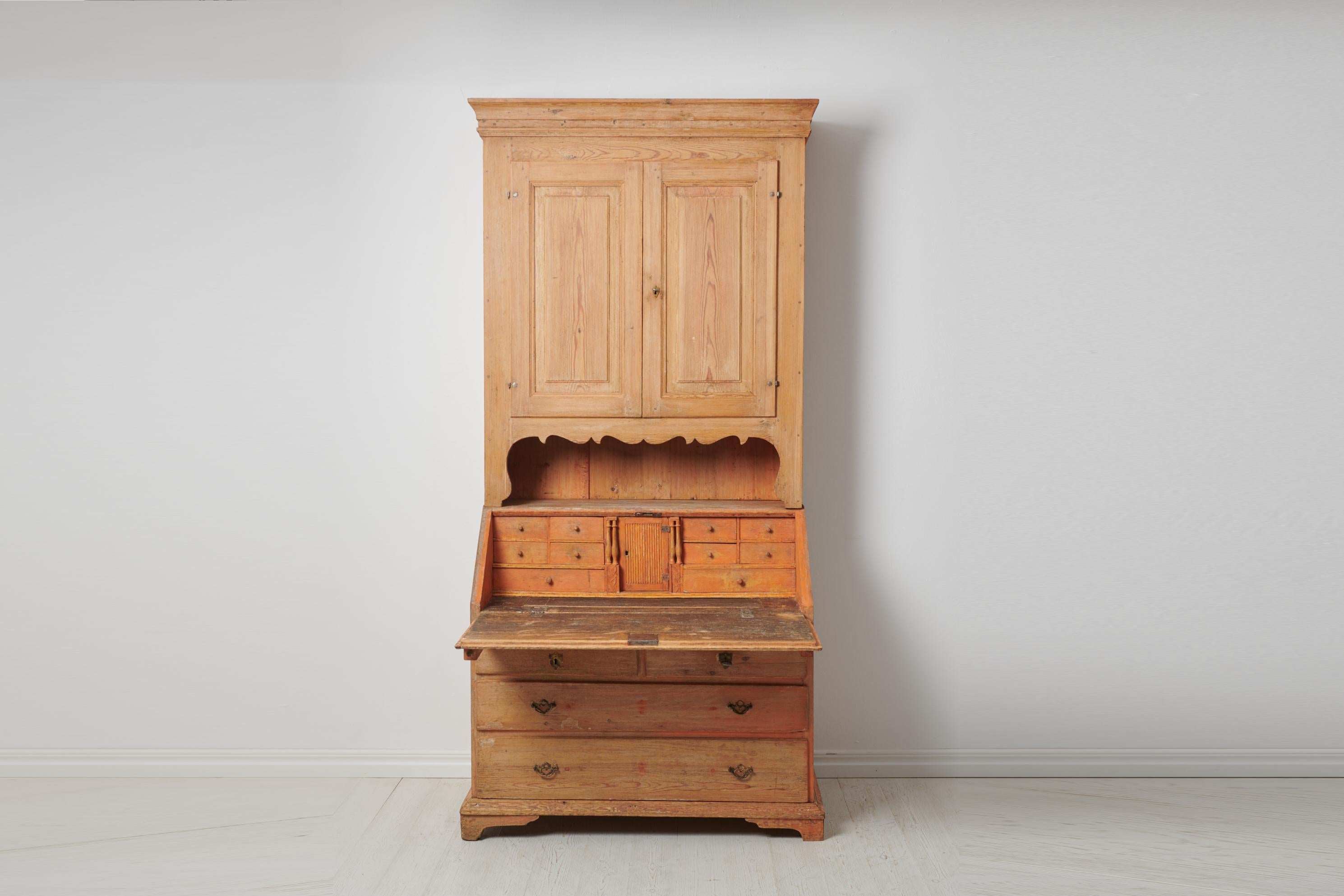 Pine Antique Swedish Gustavian Style Secretary Cabinet  For Sale