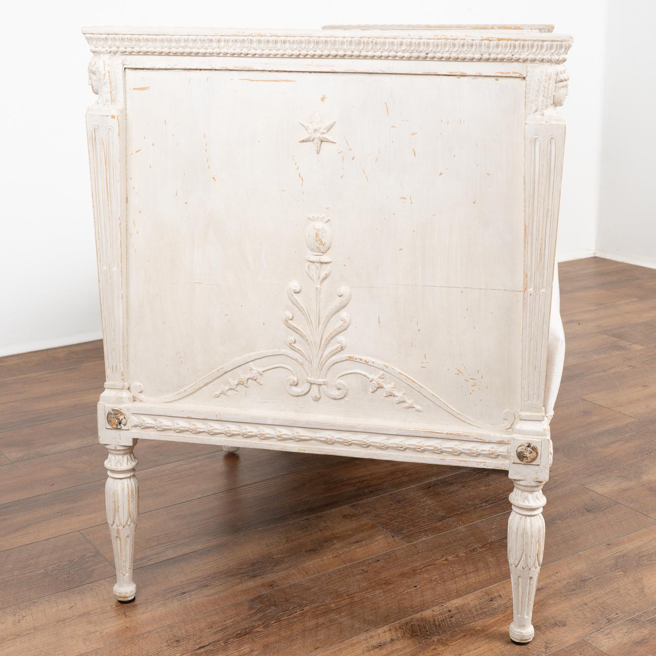 Antique Swedish Gustavian White Painted Settee Sofa Bench, circa 1820-40 5