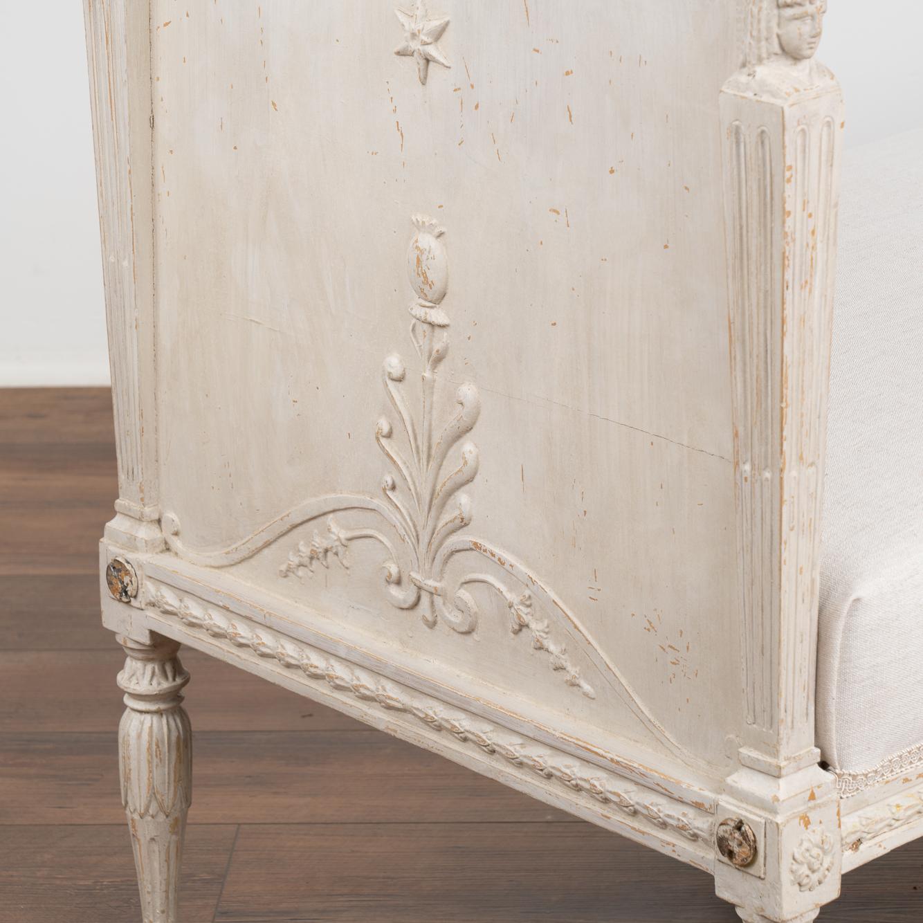 Antique Swedish Gustavian White Painted Settee Sofa Bench, circa 1820-40 2