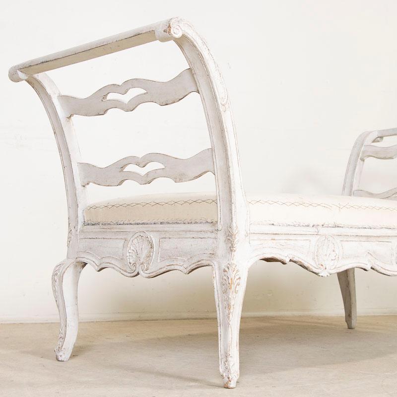 Antique Swedish Gustavian White Painted Settee Sofa Bench 3