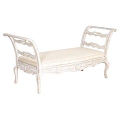 Antique Swedish Gustavian White Painted Settee Sofa Bench