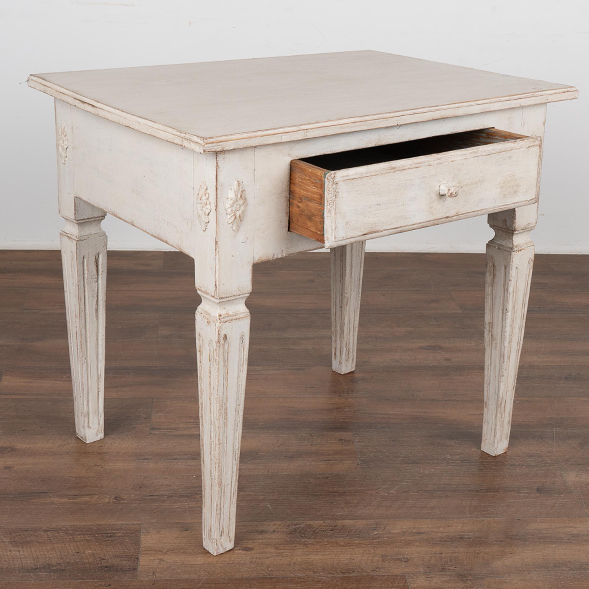 white distressed side table