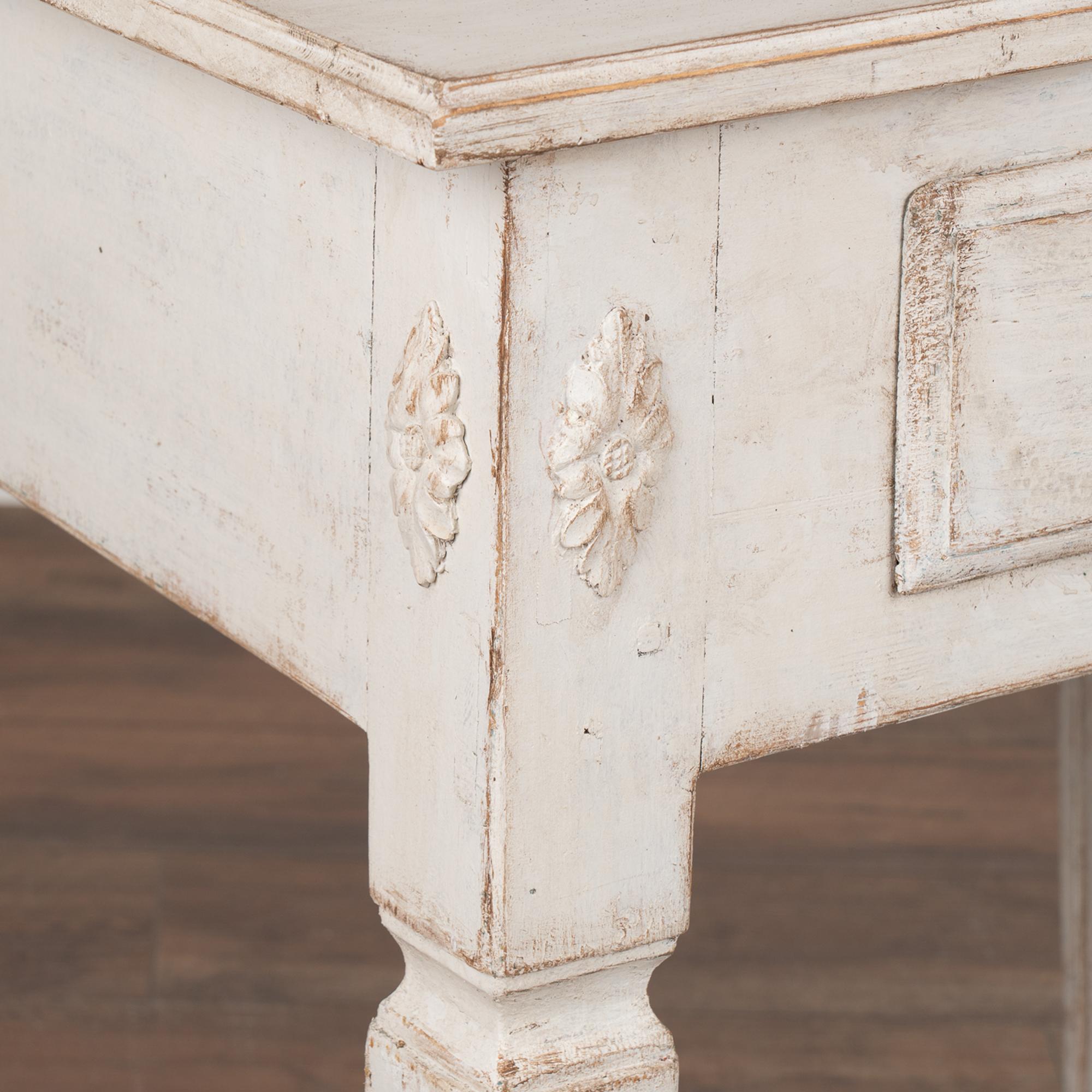 19th Century Antique Swedish Gustavian White Painted Side Table With Drawer, circa 1840-60 For Sale