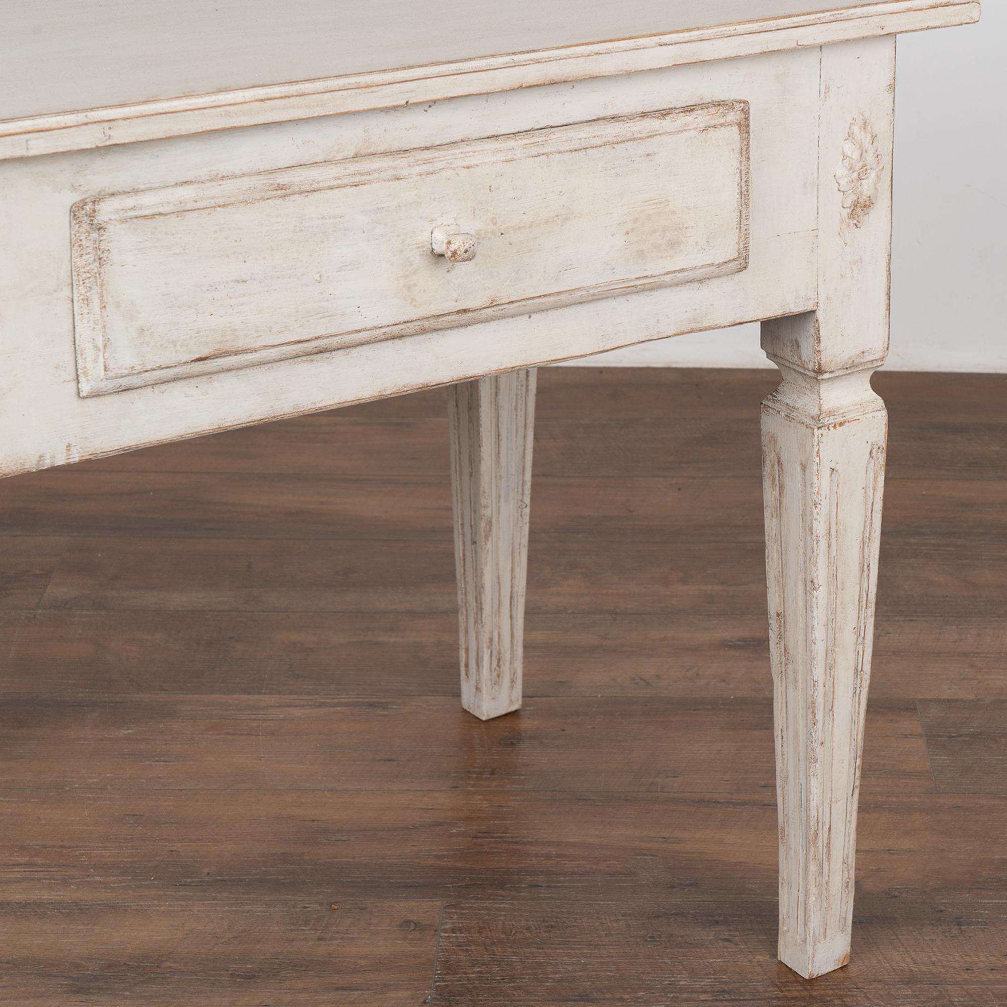 Wood Antique Swedish Gustavian White Painted Side Table With Drawer, circa 1840-60 For Sale