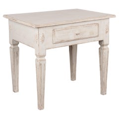 Antique Swedish Gustavian White Painted Side Table With Drawer, circa 1840-60
