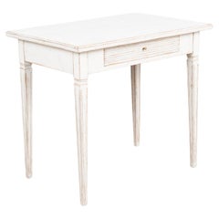 Antique Swedish Gustavian White Painted Side Table With Drawer, circa 1860-80