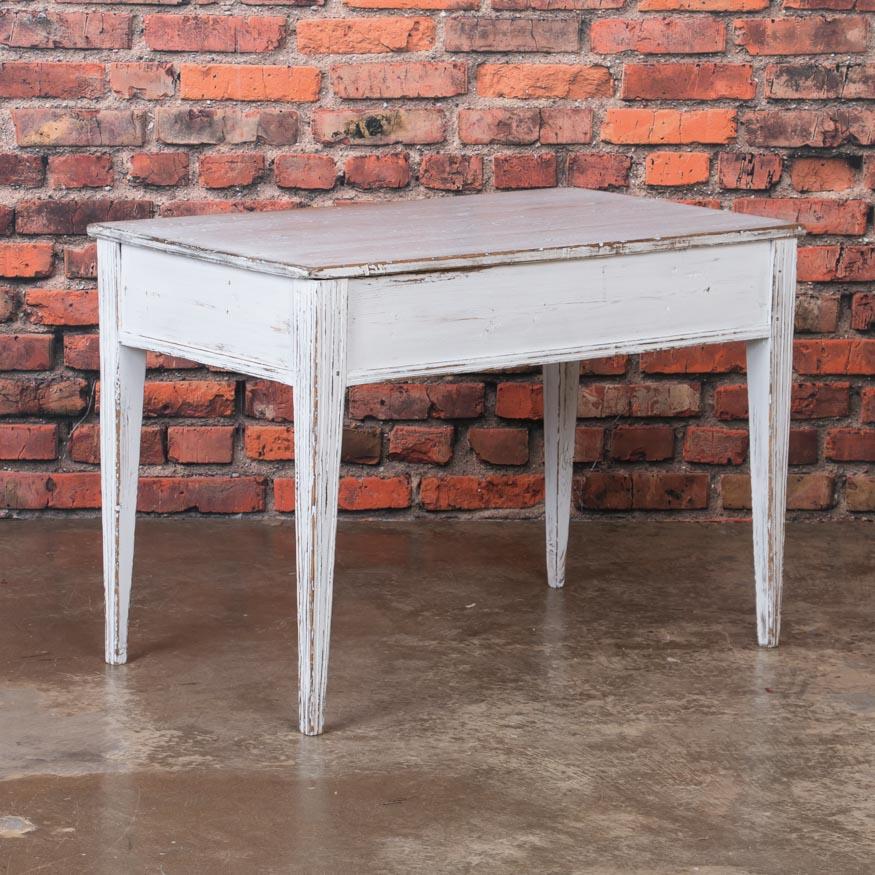 19th Century Antique Swedish Gustavian White Painted Side Table with Drawer