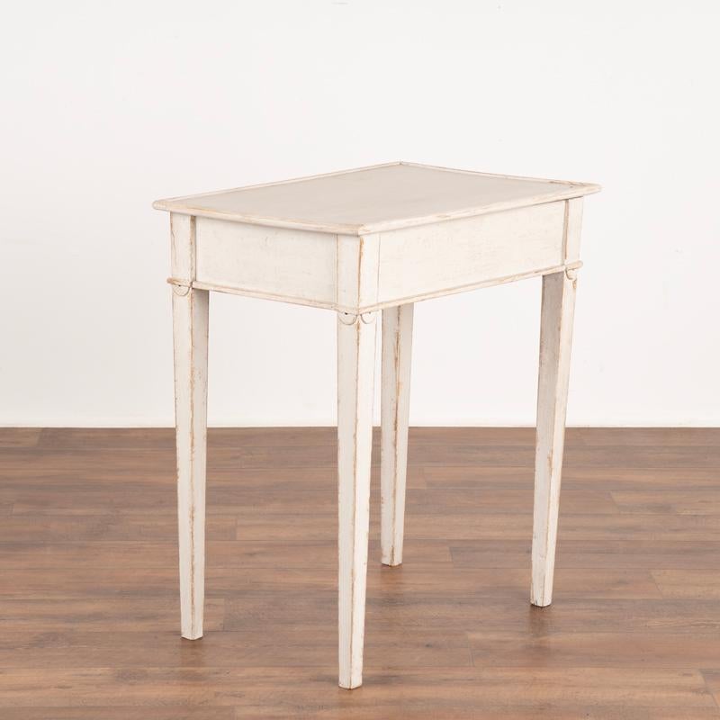19th Century Antique Swedish Gustavian White Painted Small Side Table With Drawer For Sale