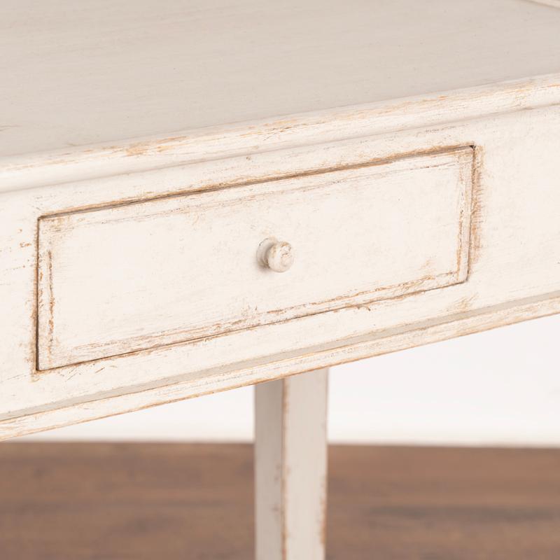 Wood Antique Swedish Gustavian White Painted Small Side Table With Drawer For Sale