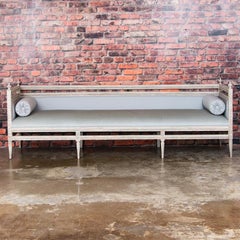 Antique Swedish Gustavian White Painted Sofa or Bench