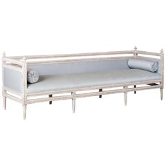 Antique Swedish Gustavian White Painted Sofa or Bench