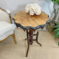 Antique Swedish Gypsy Table with Walnut Veneer, 19th Century