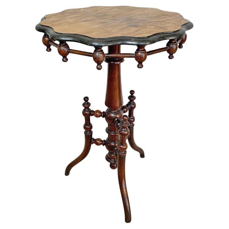 Antique Swedish Gypsy Table with Walnut Veneer, 19th Century