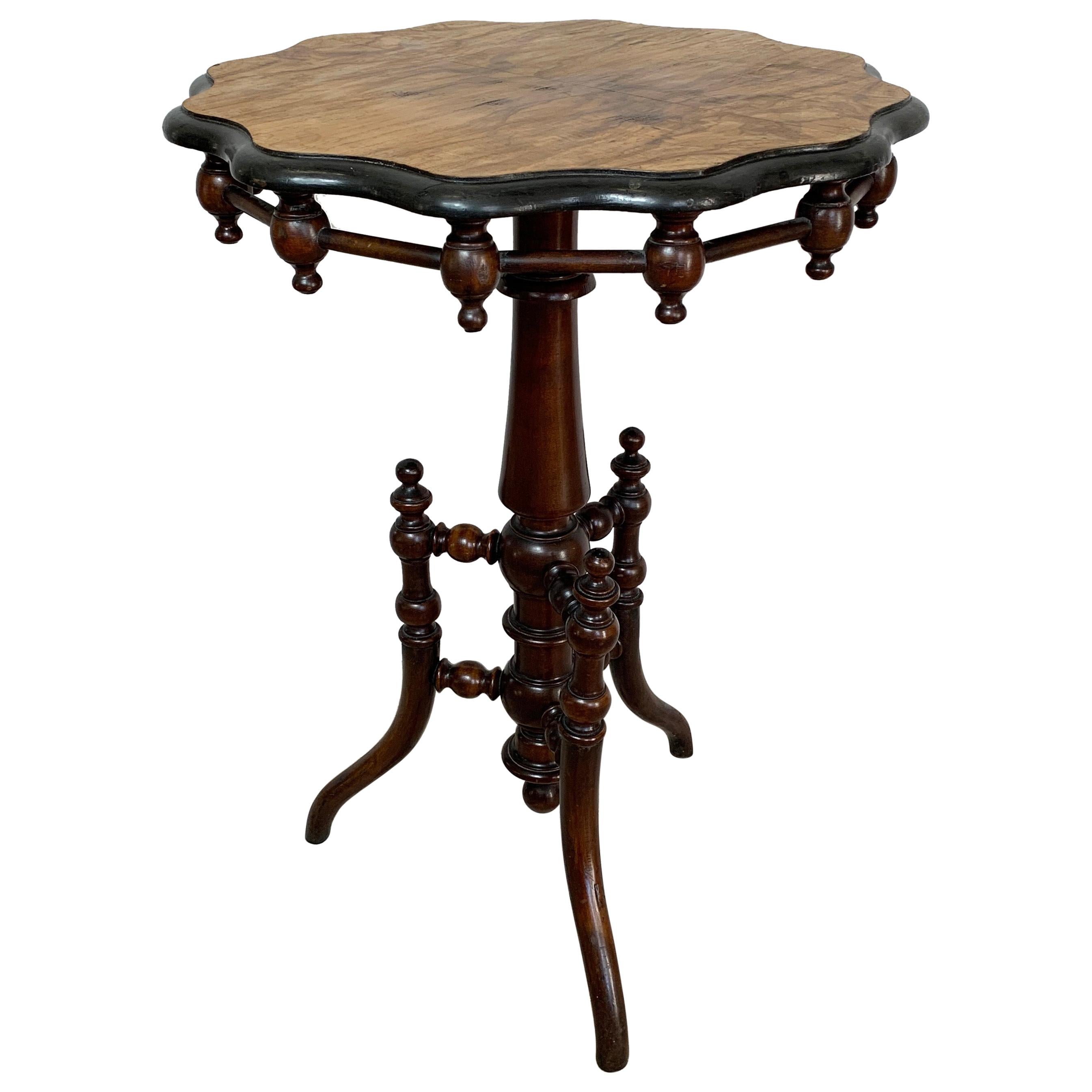 Antique Swedish Gypsy Table with Walnut Veneer For Sale