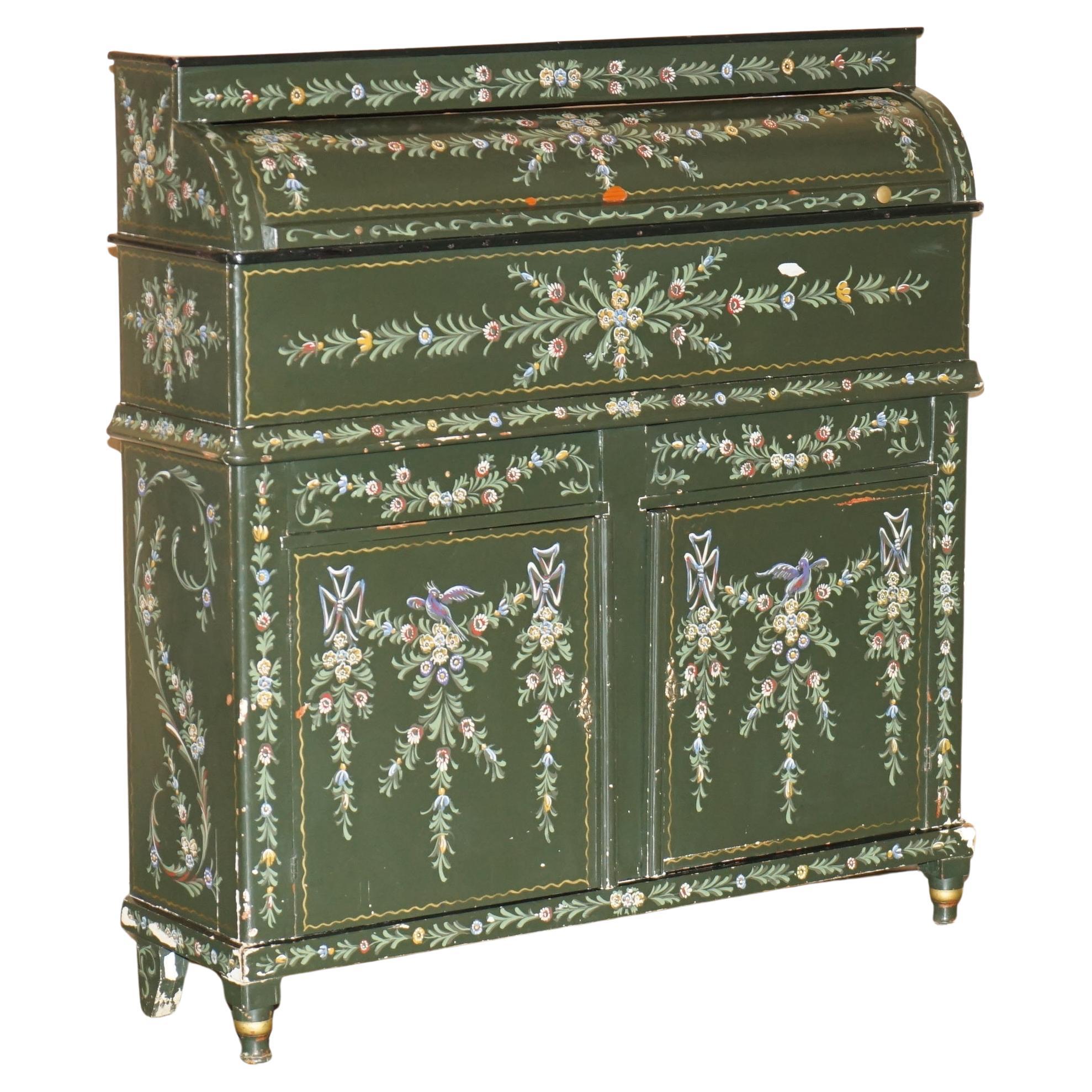 ANTIGUO CUENCO DE GRANO SUECO PINTADO A MANO SiDEBOARD HABERDASHERY CUPBOARD