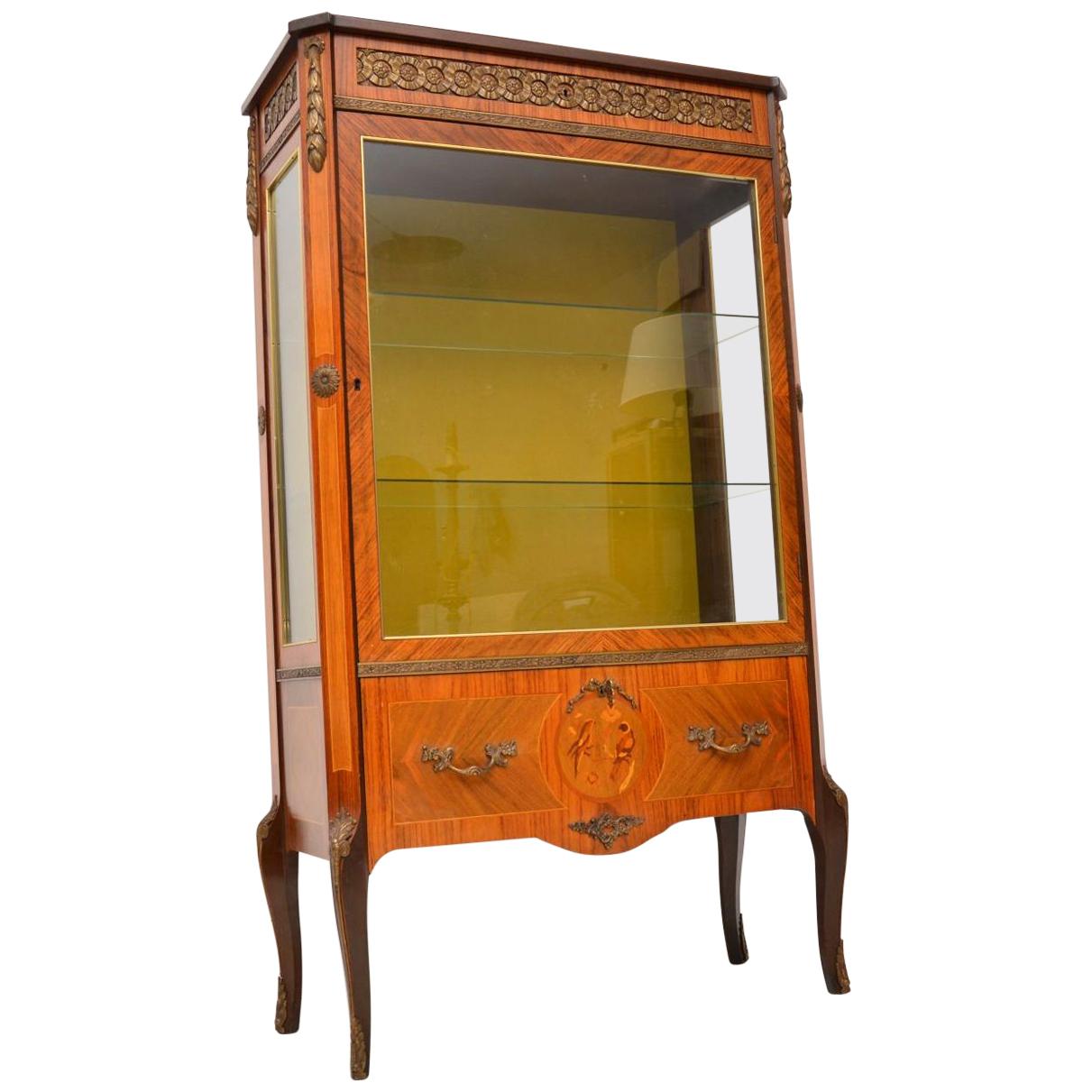 Antique Swedish Inlaid Marquetry Display Cabinet