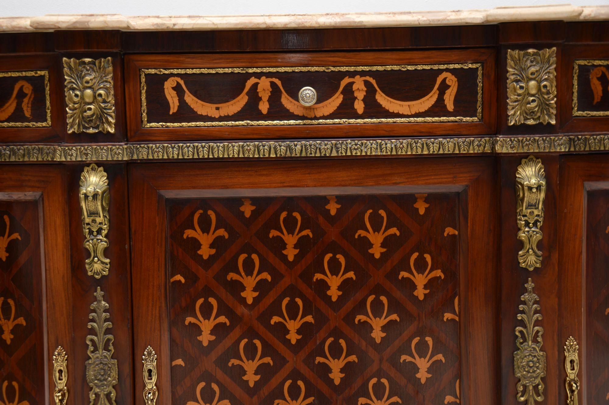 Antique Swedish Inlaid Marquetry Marble-Top Cabinet 1