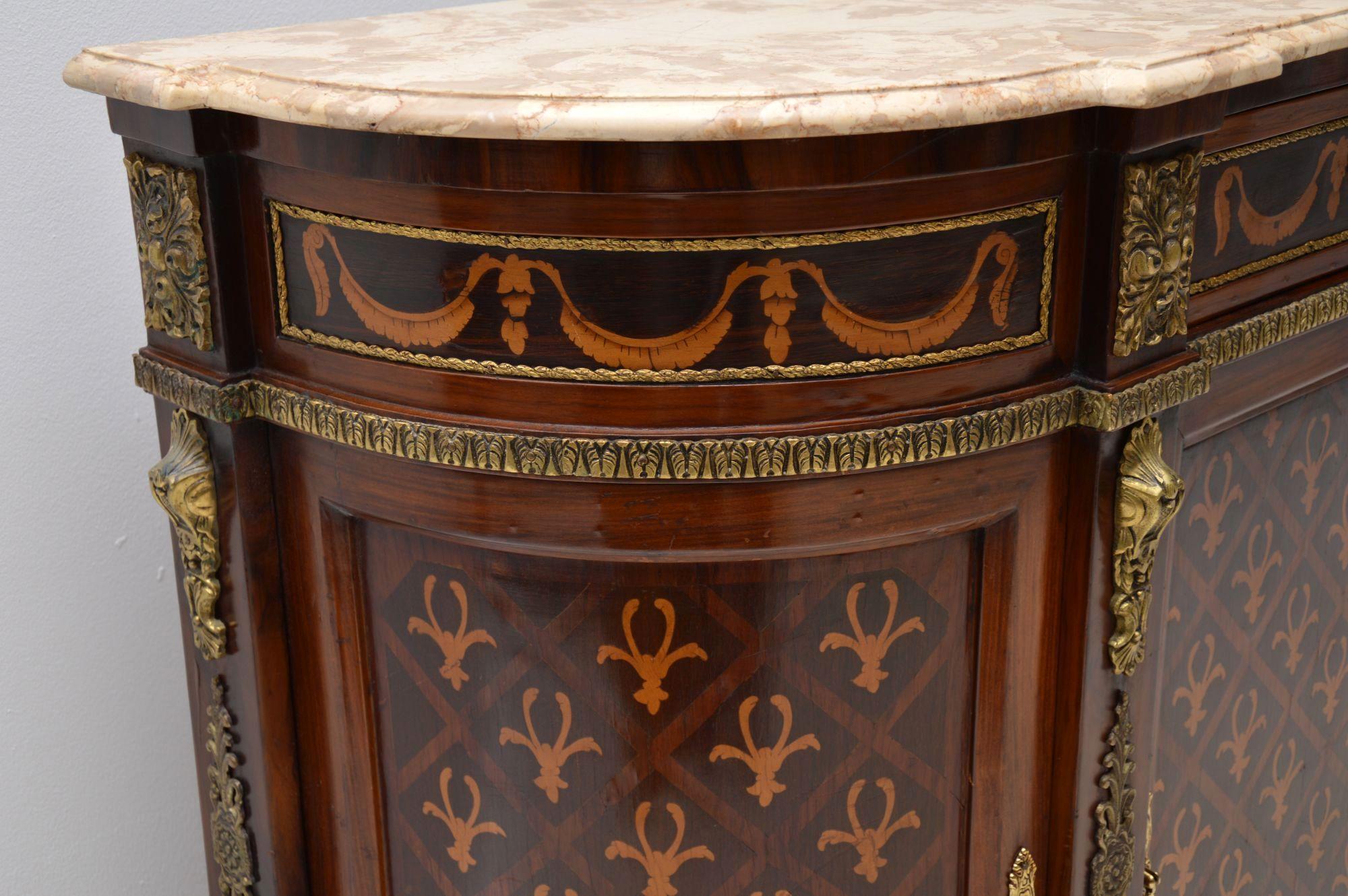 Antique Swedish Inlaid Marquetry Marble-Top Cabinet 2