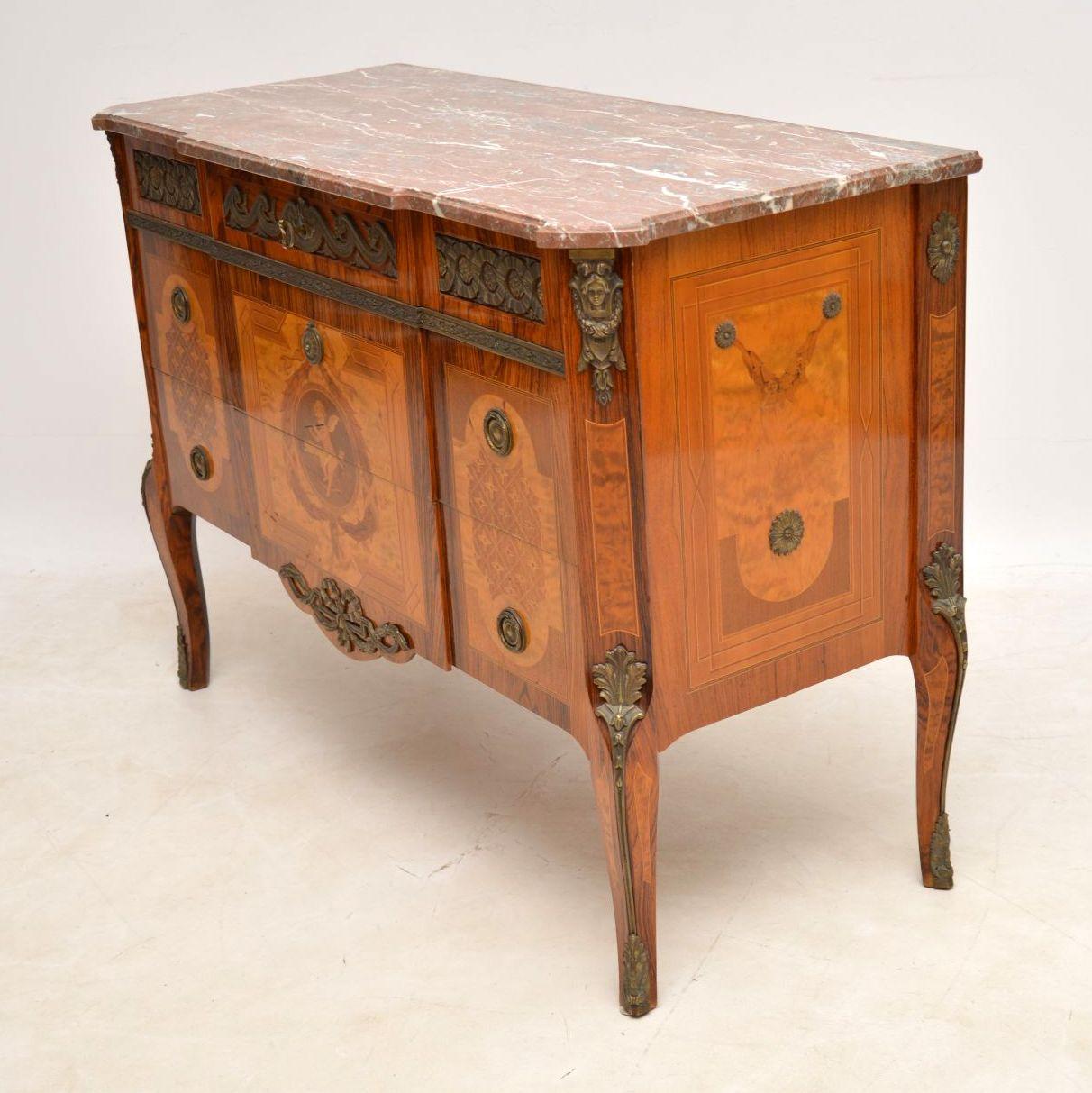 Antique Swedish Inlaid Marquetry Marble-Top Commode In Good Condition In London, GB