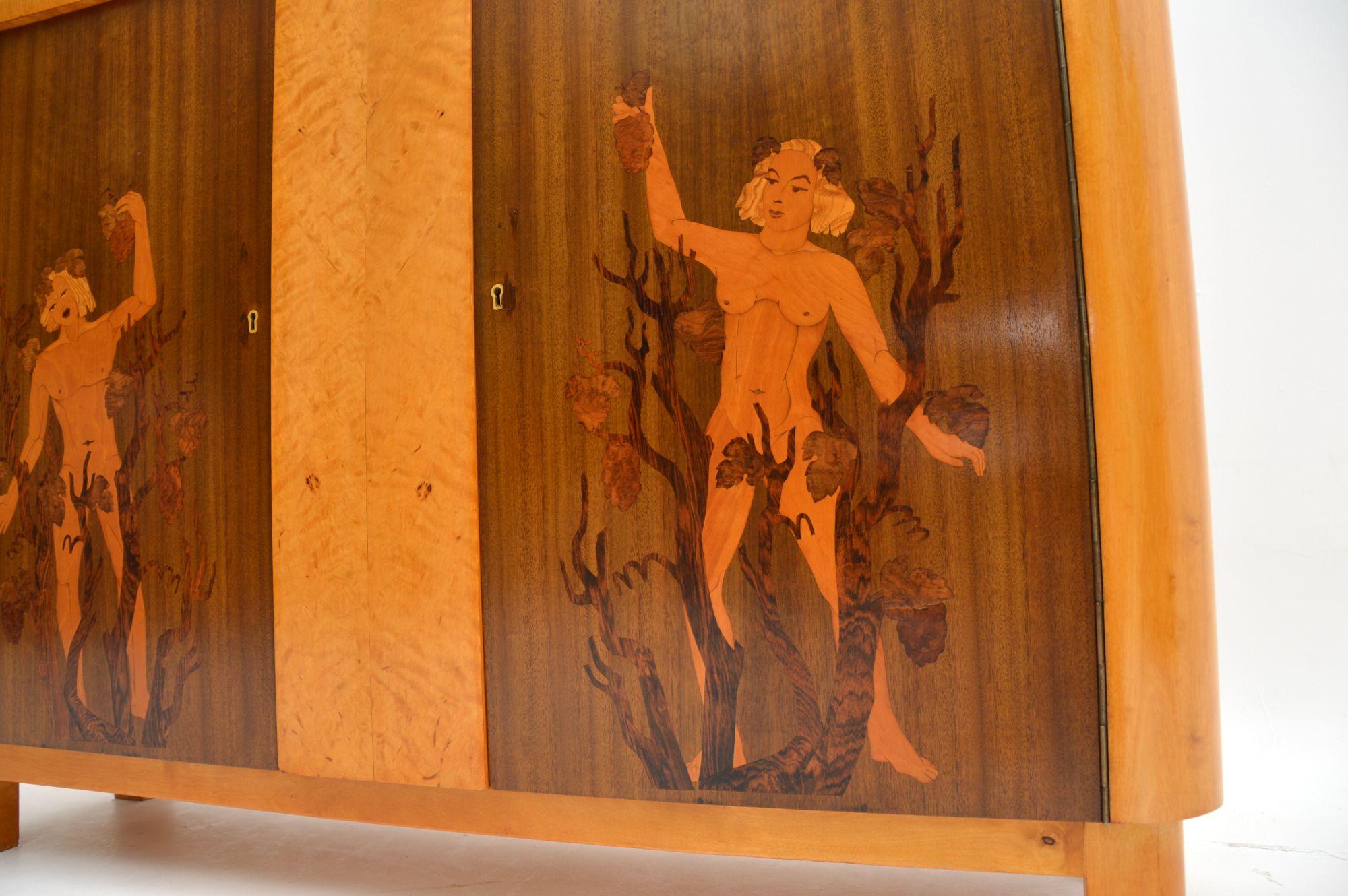 Antique Swedish Inlaid Satin Birch Cabinet For Sale 5