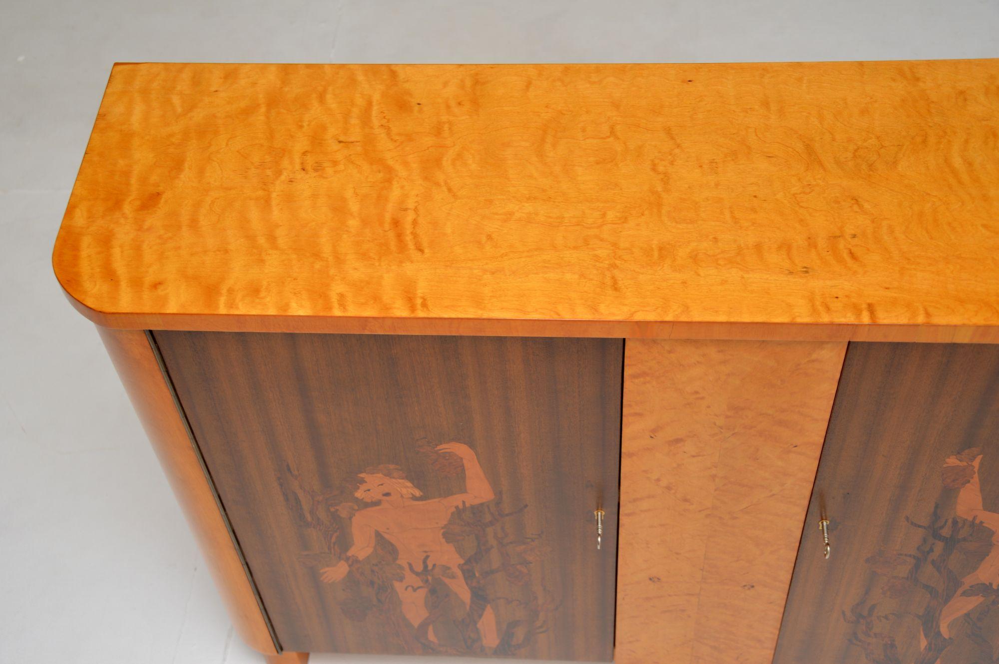 Antique Swedish Inlaid Satin Birch Cabinet For Sale 2