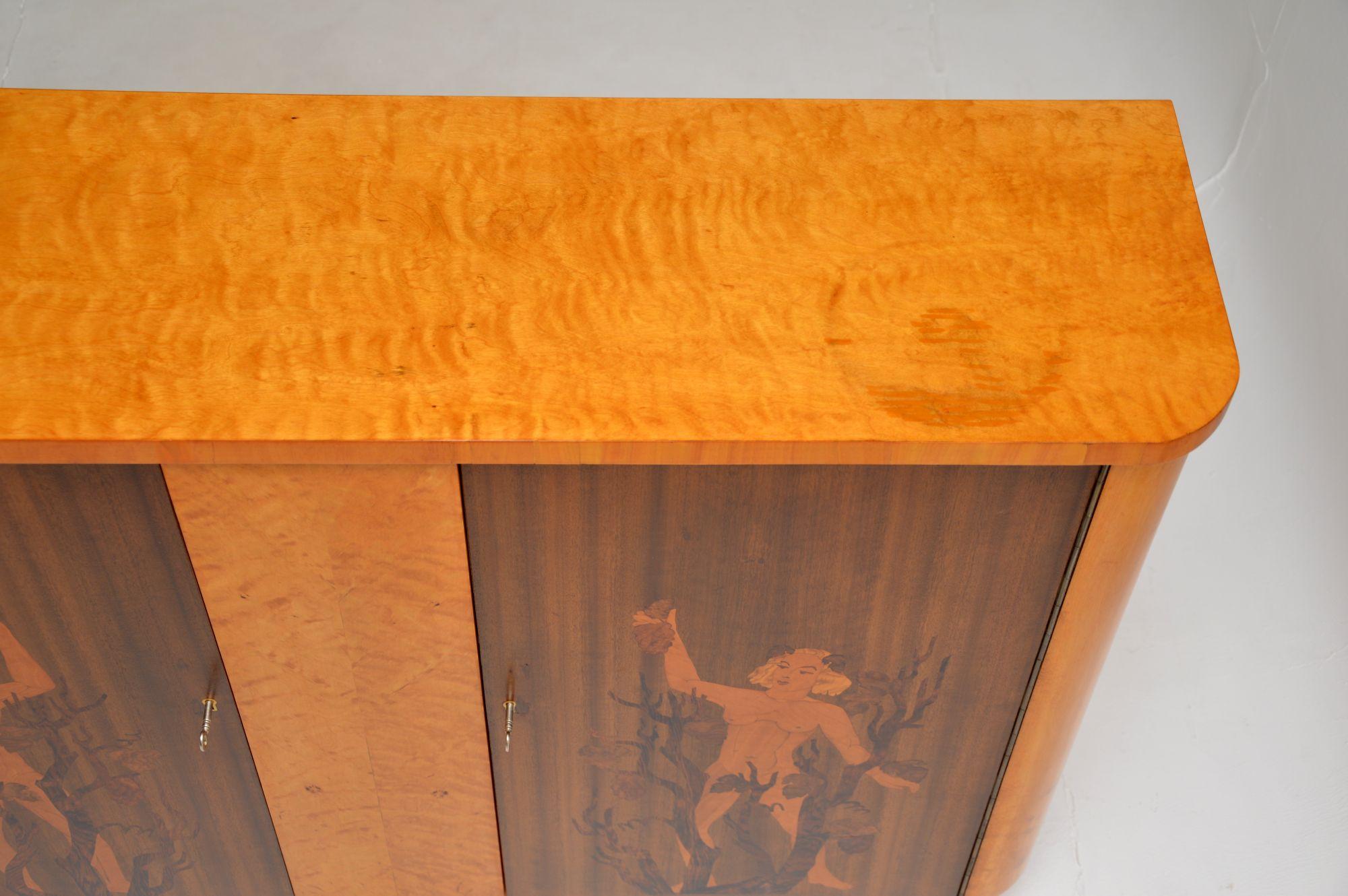 Antique Swedish Inlaid Satin Birch Cabinet For Sale 3