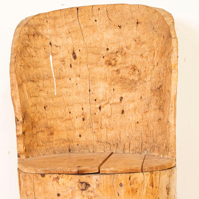 19th Century Antique Swedish Kubbestol Chair Made From Log