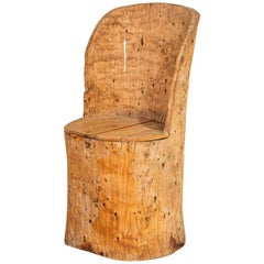 Antique Swedish Kubbestol Chair Made From Log