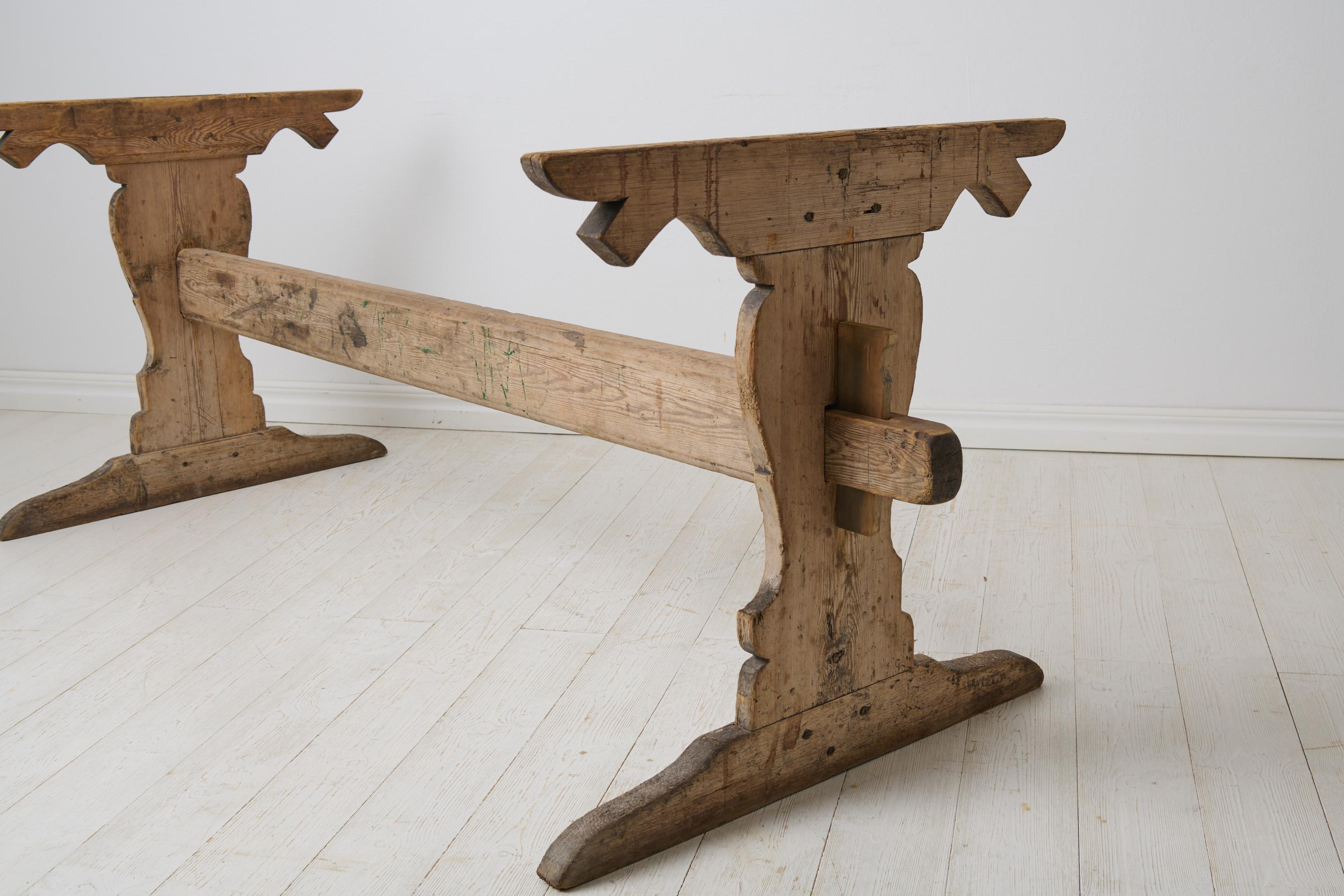 Grande table de salle à manger suédoise ancienne et authentique en pin, état d'origine en vente 6