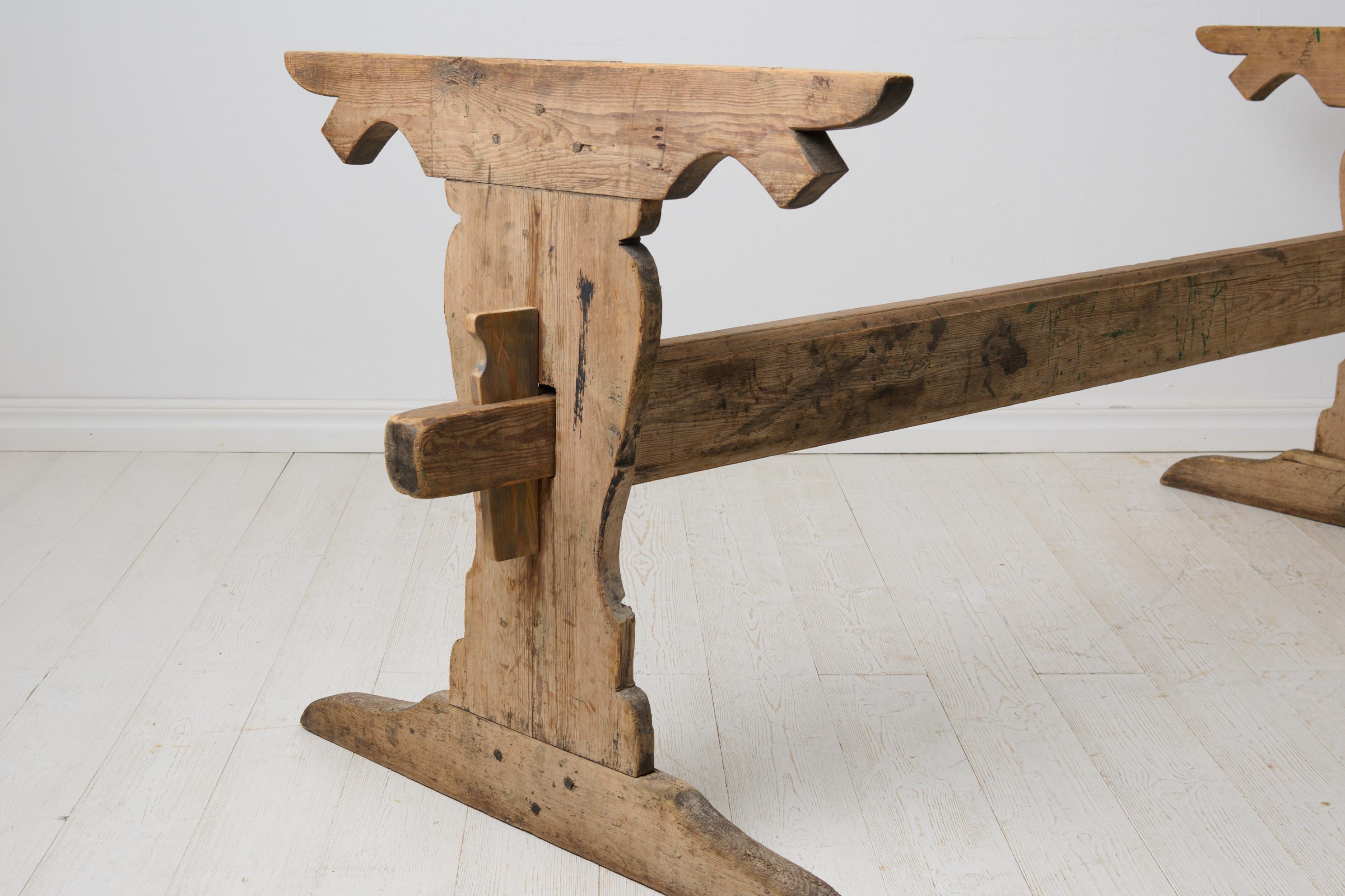 Grande table de salle à manger suédoise ancienne et authentique en pin, état d'origine en vente 7