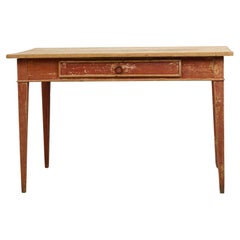 Antique Swedish Large Rustic Country House Desk in Gustavian Style with Drawer