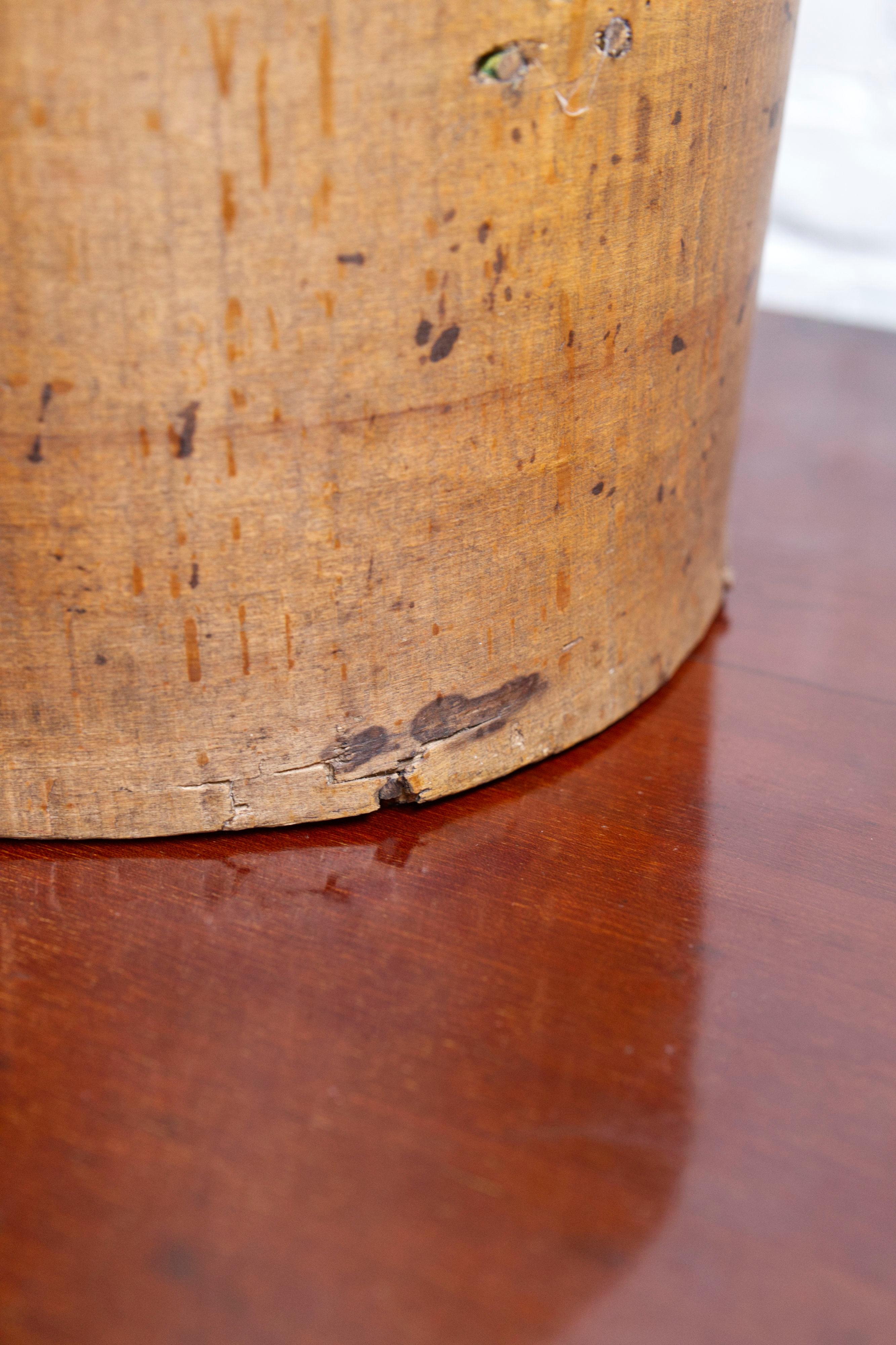 Antique Swedish Large Wooden 'svepask' storage box, 1851, Handmade Folk Craft en venta 7