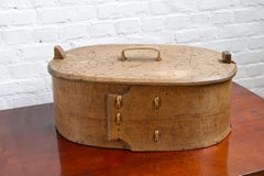 Antique Swedish Large Wooden 'svepask' storage box, 1851, Handmade Folk Craft