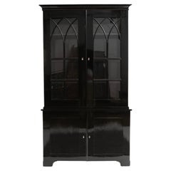 Antique Swedish Late Empire Black-polished Birch Bookcase