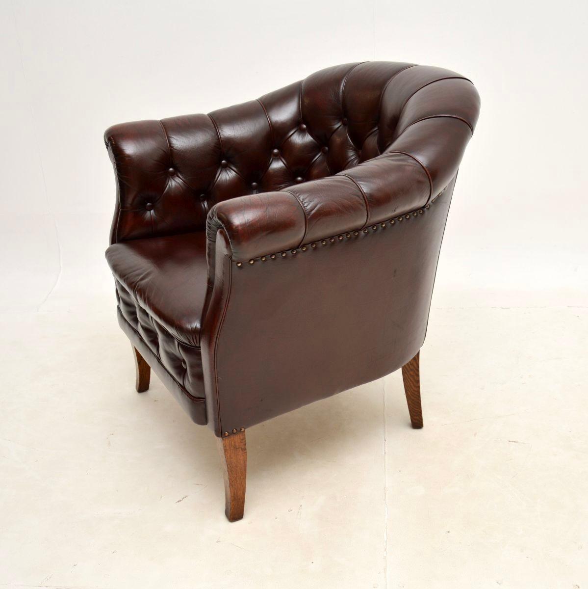 Antique Swedish Leather Armchair In Good Condition For Sale In London, GB
