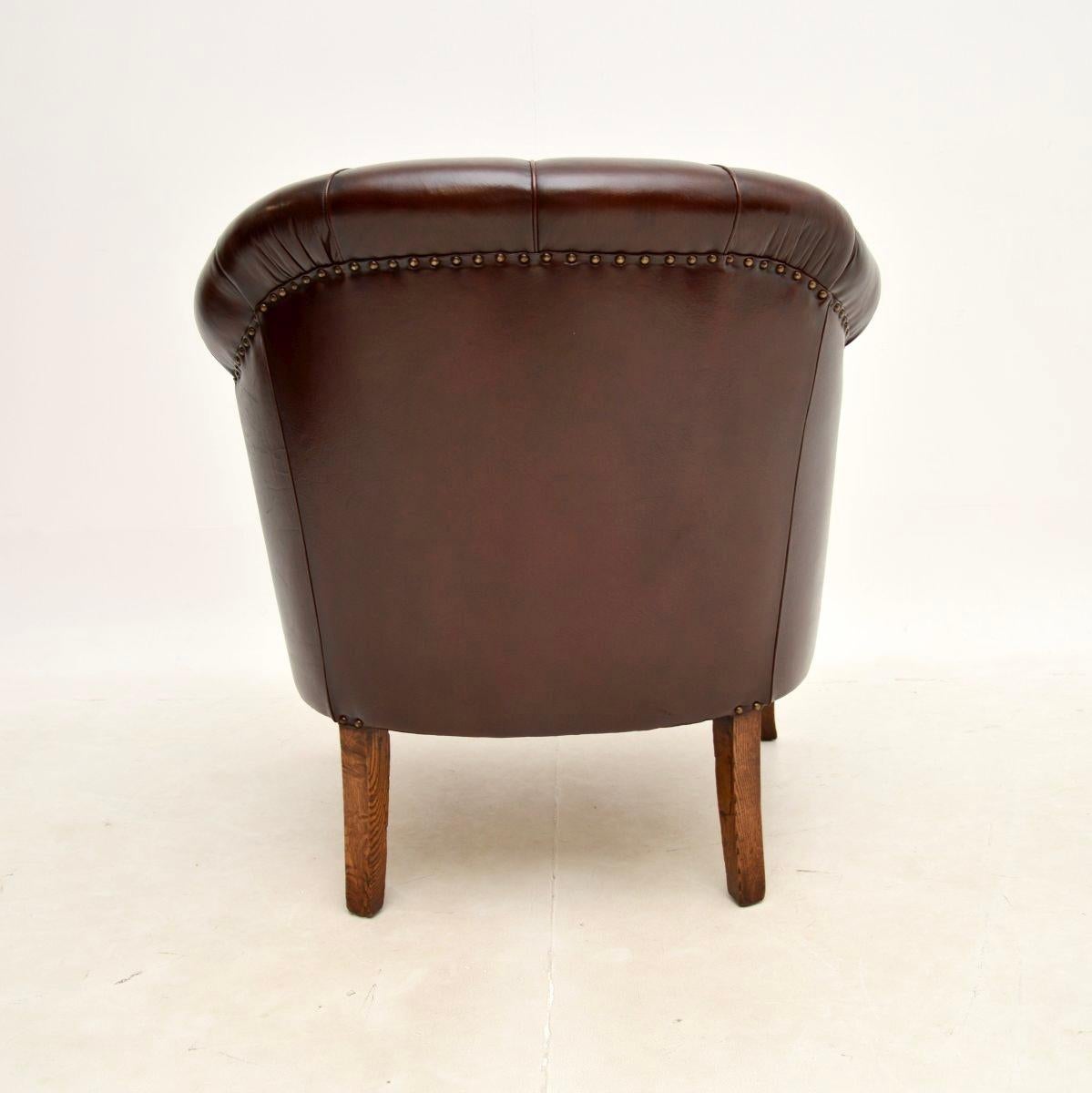 Antique Swedish Leather Armchair For Sale 1
