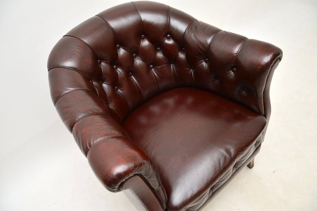 Antique Swedish Leather Armchair For Sale 2