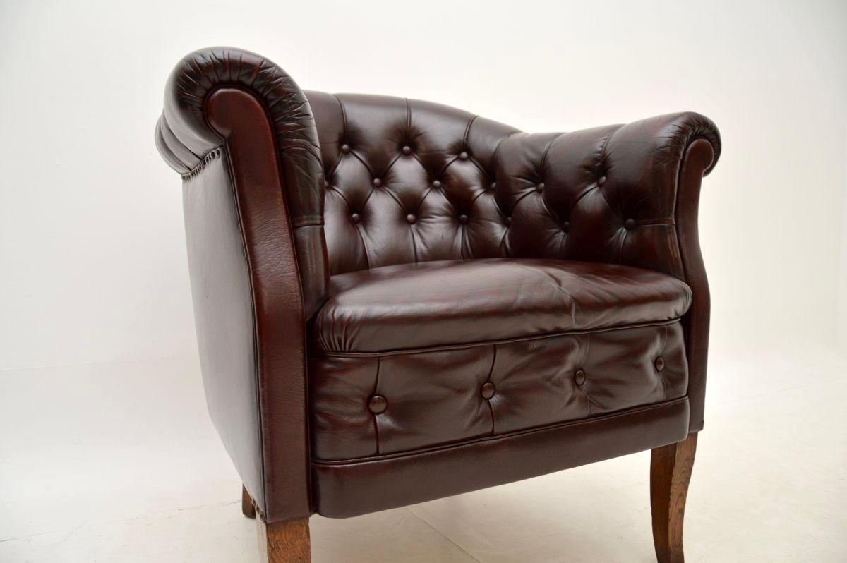 Antique Swedish Leather Armchair For Sale 3