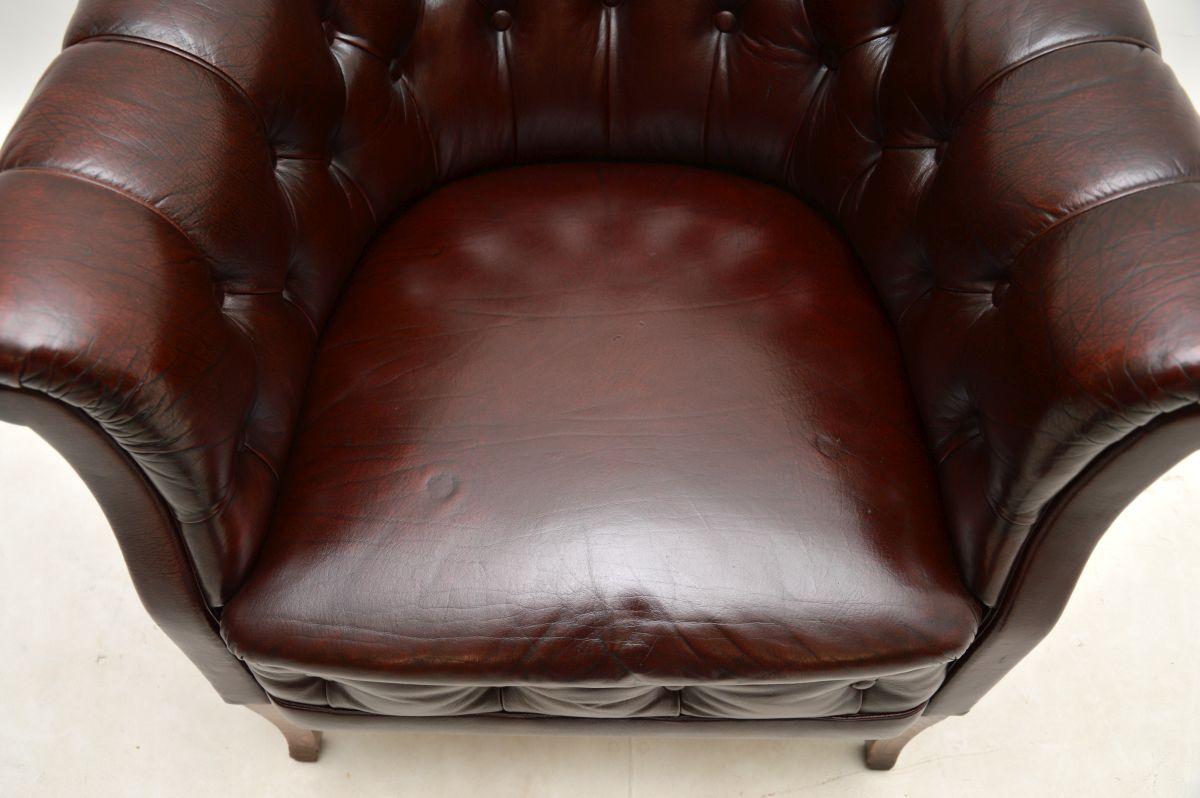 Antique Swedish Leather Armchair For Sale 4