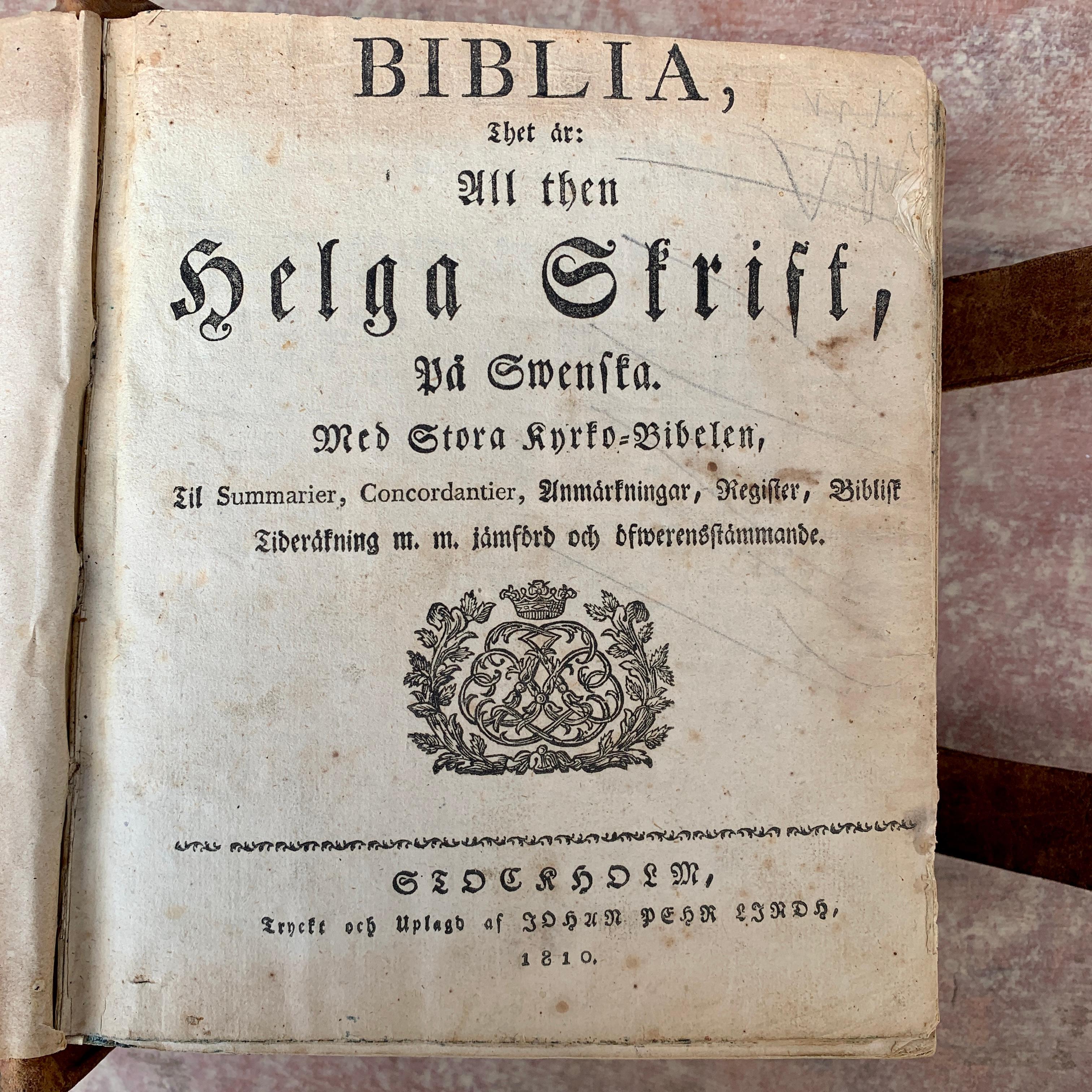 Antikes schwedisches ledergebundenes Bibelbuch, 1810 im Angebot 2