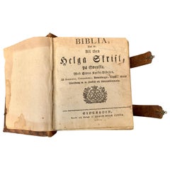 Antique Swedish Leather-Bound Bible Book, 1810