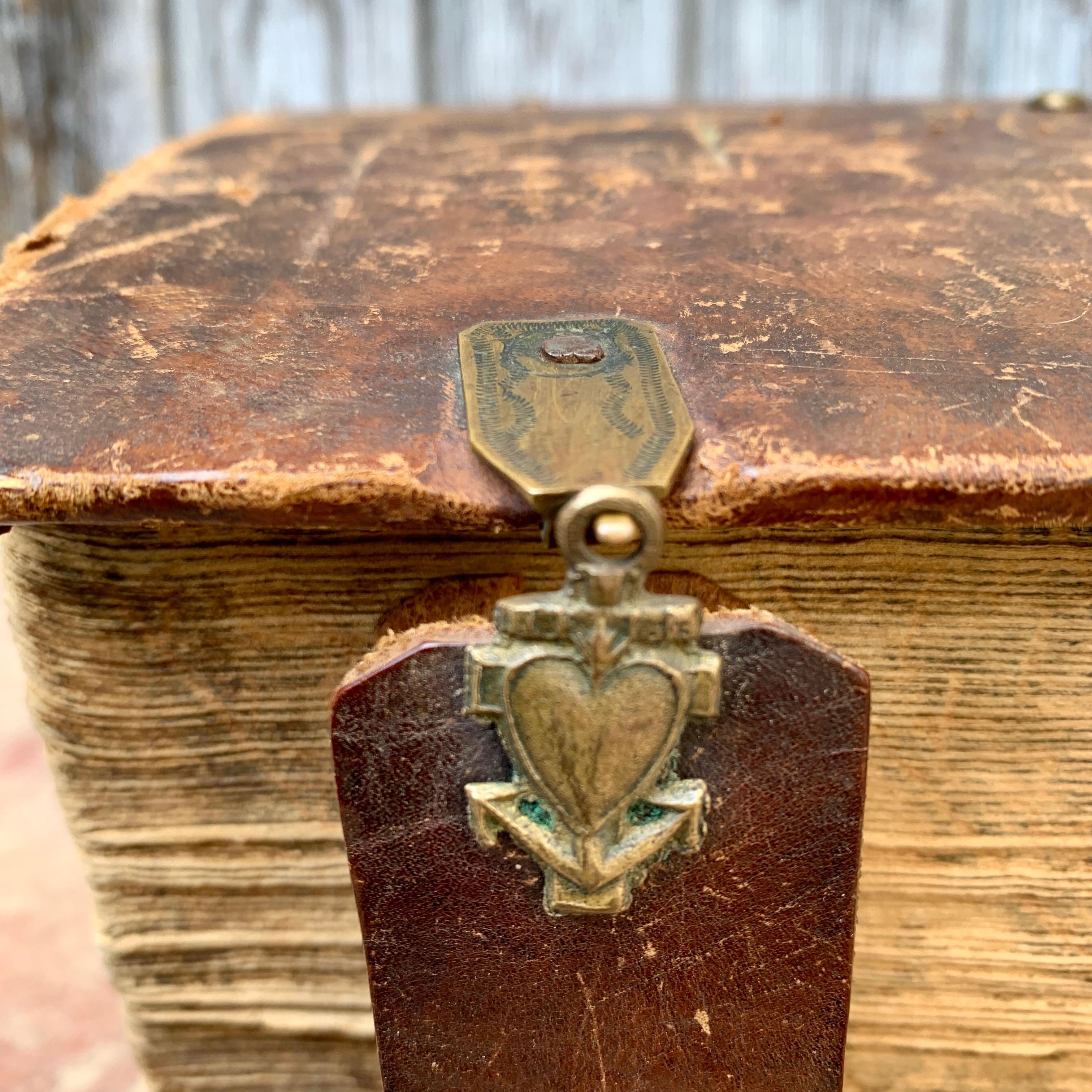 Hand-Crafted Antique Swedish Leather-Bound Bible Book, 1810 For Sale