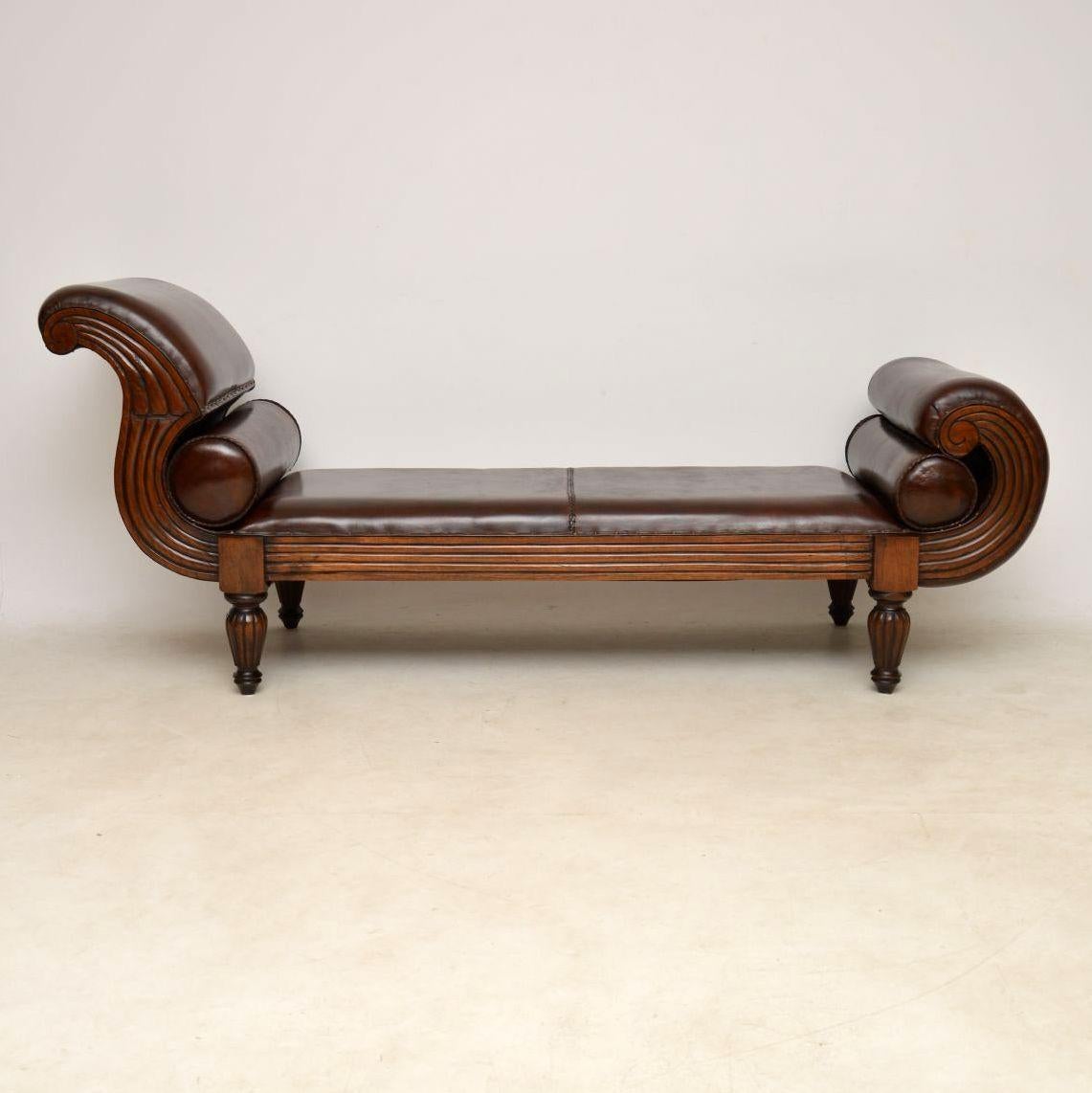 This antique Swedish leather chaise lounge is an extremely stylish and stunning looking piece. The original leather is hand stitched and hand tacked onto the frame. I don’t know if you can see the tacks clearly enough, maybe with enlargement, but