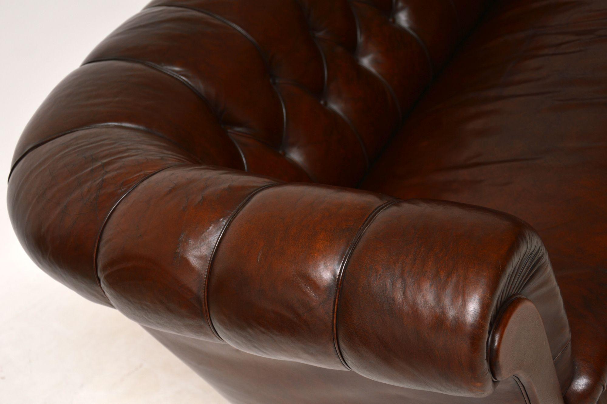 Antique Swedish Leather Chesterfield Sofa 5