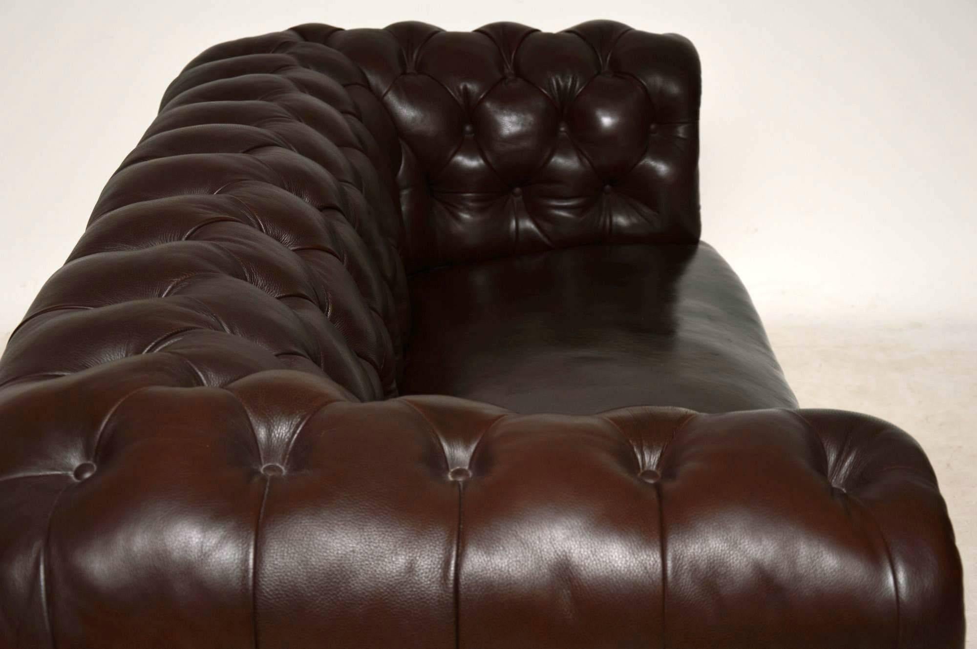 Antique Swedish Leather Chesterfield Sofa 7