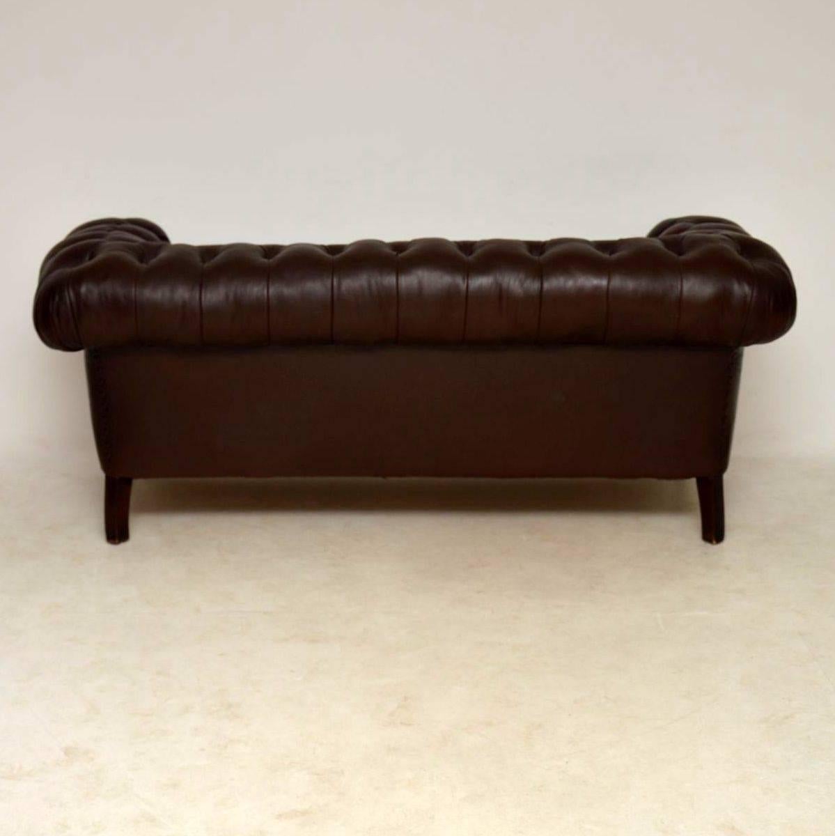 Antique Swedish Leather Chesterfield Sofa 8